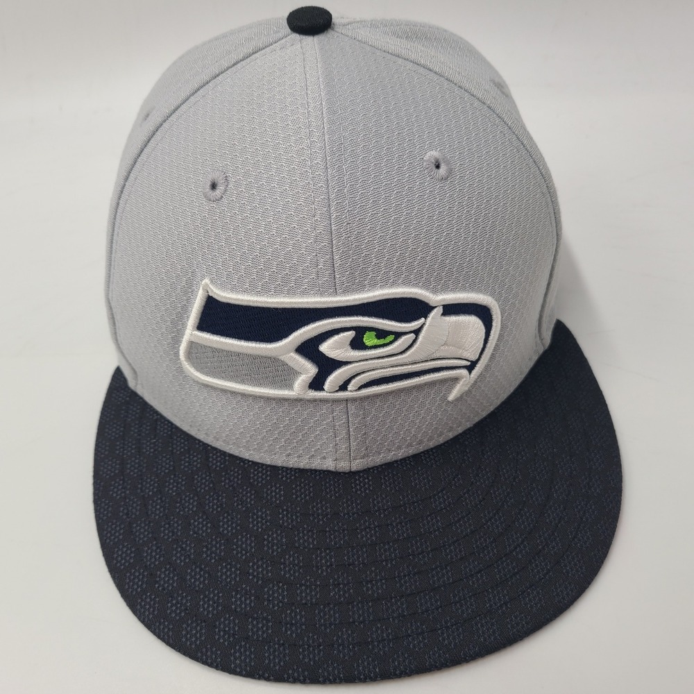 Seattle‎ Seahawks Hat Fitted 7 3/8 New Era Gray Black NFL Football Logo Men